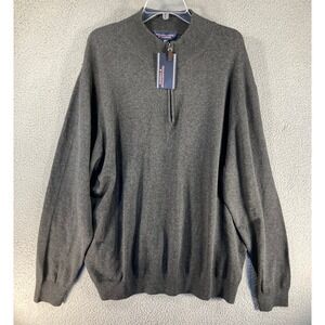 Roundtree & Yorke Sweater Big Men's 2XB Dark Gray 1/4 Zip Long Sleeve Mock‎ Neck